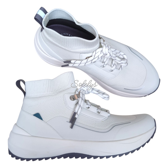 Vessi Stormburst High Women 8 White Granite Waterproof Knit DymaTex Sneaker Boot - Picture 1 of 10